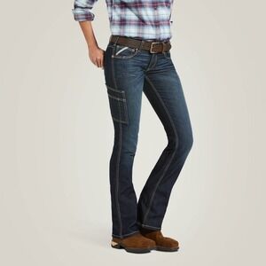 Ariat Rebar‎ Mid Rise DuraStretch Riveter Boot Cut Jeans in Hallow Women 32x35
